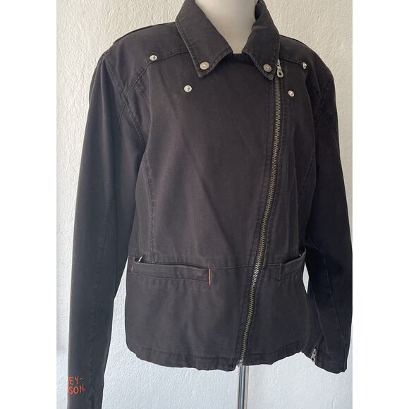 HARLEY DAVIDSON WOMENS RIDING JACKET * XL * BLACK EMBROIDERED MOTO JACKET - Picture 9 of 16